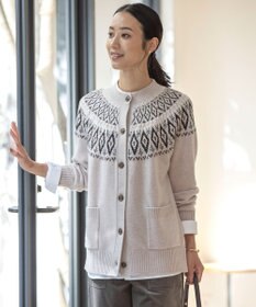 J.PRESS LADIES S 【洗える】FAIR ISLE 求心編み カーディガン
