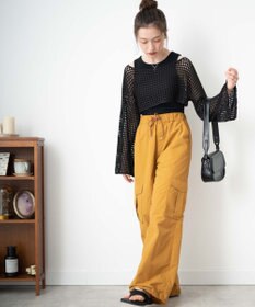 WEGO 【ウエストゴム】ナイロンイージーワイドカーゴパンツ