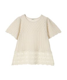 earth music&ecology 裾レース透かしニットプルオーバー