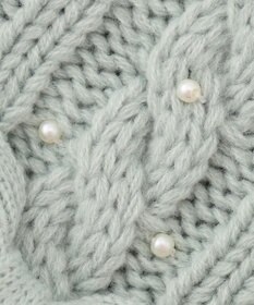 ANY KIDS ポンポン付き ケーブル マフラー