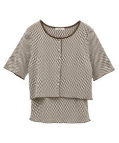 earth music&ecology ＳＥＴ２点ギンガムメロ－カーデ＋リボンタンク