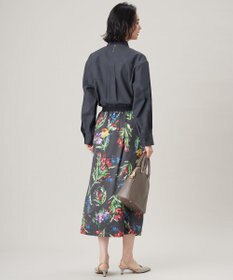 自由区 S 【洗える】ペイントタッチフラワープリント スカート