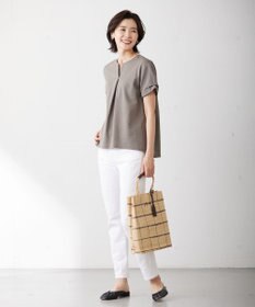 J.PRESS LADIES L 【WEB限定カラーあり・抗菌消臭・吸水速乾】サッカージャージー キーネック カットソー