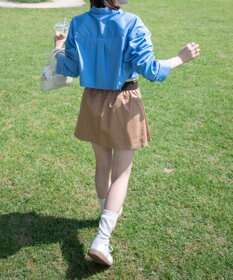 WEGO ベルト付チノプリーツスカパン