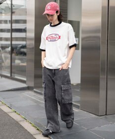 WEGO ローライズバギーフレアデニムカーゴパンツ