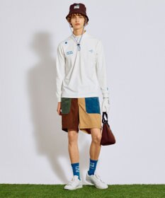 PW CIRCULUS 【吸水速乾 / UV遮蔽率99.5% UVカット / ストレッチ】【MEN】ハーフジップロングスリーブモックT ゴルフ