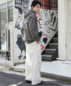 WEGO 【ユニセックス着用ITEM】ピグメントグラフィックプルパーカー