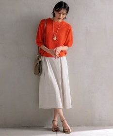 23区 【洗える】リネンレーヨンストレッチ タック スカート