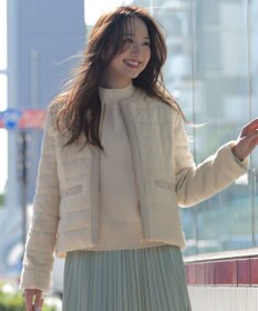 ANY SIS L 【2WAY】ツイードノーカラー ダウンジャケット