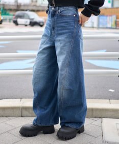 WEGO 【ユニセックス着用ITEM/SMLサイズ展開】カバーフィットバルーンデニムパンツ