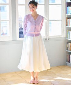 Feroux リボンパール七分袖 カーディガン