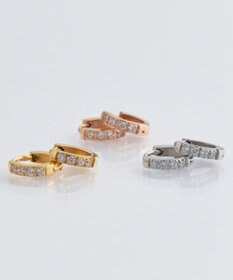 Phoebe 【金属アレルギー対応】ワンタッチビジューフープミニピアス　ローズゴールド/サージカルステンレス