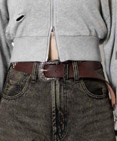 WEGO Lスタースタッズ付ウエスタンベルト