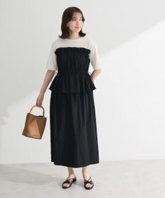 Green Parks ラメリブペプラムドッキングワンピース