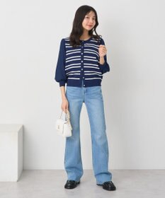 earth music&ecology 　透かし編みボーダーカーディガン