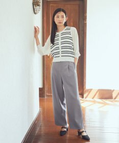 earth music&ecology 　透かし編みボーダーカーディガン