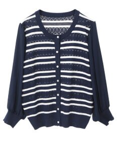 earth music&ecology 　透かし編みボーダーカーディガン