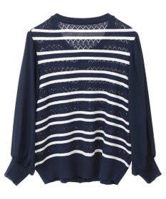 earth music&ecology 　透かし編みボーダーカーディガン