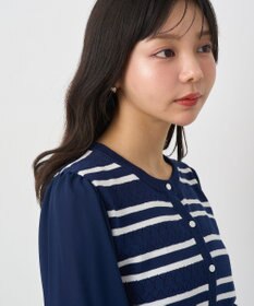 earth music&ecology 　透かし編みボーダーカーディガン