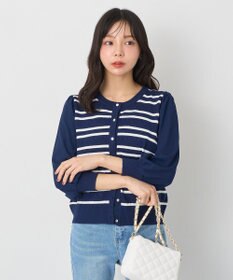 earth music&ecology 　透かし編みボーダーカーディガン