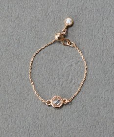 Phoebe ≪サイズ調整可能≫【金属アレルギー対応】プチベゼルストーンチェーンリング　シャンパンゴールド