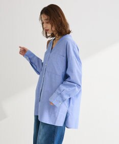 Green Parks 綿麻混Ｖネックオーバーサイズシャツ