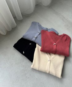 Feroux 【洗える】リボン釦 カーディガンデザインニット