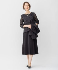 自由区 【洗える】フラワーコードレース ペプラムブラウス