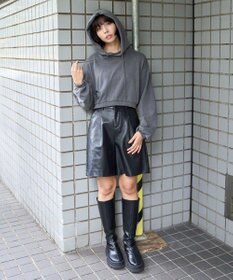 WEGO ピグメントショートグラフィックプルパーカー