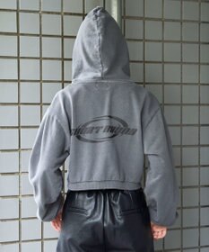 WEGO ピグメントショートグラフィックプルパーカー