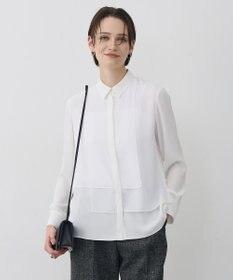 ICB  BackSatinAmunzen  異素材デザイン シャツブラウス オフホワイト