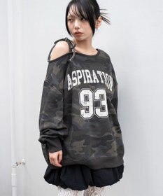 WEGO 【25年秋冬新作】2WAYグラフィックワンショルBIGスウェット