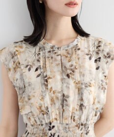 YECCA VECCA ぼかし柄プリーツワンピース