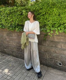 Green Parks AnriettMusee カットジャガードタックブラウス