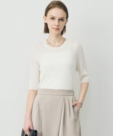 ICB L 【先行予約】 リネンブレンドシアー クルーネックリブニット