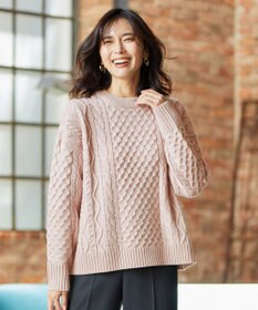 ANY L 【洗濯機可】ソフトタッチケーブルニット