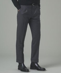 GOTAIRIKU 【保温性/ストレッチ/シワになりにくい】サキソニーストレッチパンツ（１タック）