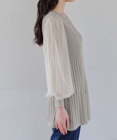 Tiaclasse チュールスリーブニットチュニック