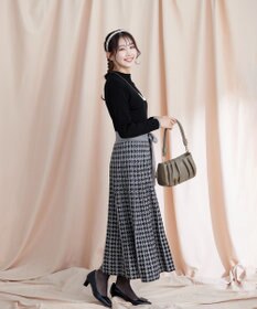 Tiaclasse 【洗える】千鳥柄ニットプリーツワンピース