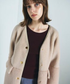 GRACE CONTINENTAL ノーカラーボアムートンコート