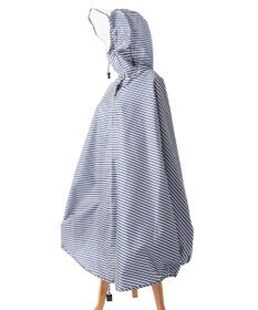 MOONBAT 【撥水】FLAT PURE サイクル レインポンチョ ボーダー 自転車 収納袋付き