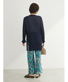 Green Parks 推しニット　リブ編みミドル丈カーディガン