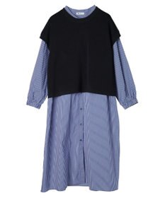 CRAFT STANDARD BOUTIQUE 【洗える】ニットベスト+シャツワンピース-SET