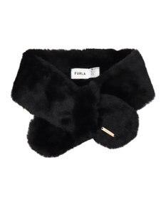 MOONBAT FURLA ファーティペット 差し込み ロゴプレート付 フェイクファーマフラー