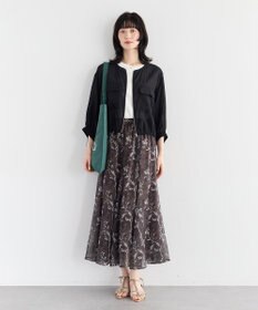 YECCA VECCA ボタニカル柄シアーロングスカート