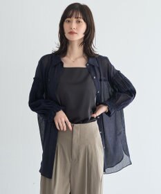 YECCA VECCA 綿麻シアーボリュームギャザーシャツ