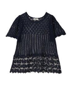 earth music&ecology 裾レース透かしニットプルオーバー