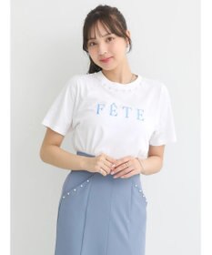 earth music&ecology 襟パール刺繍ロゴＴシャツ