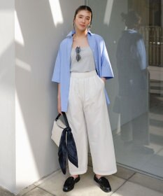 UNFILO 【セットアップ着用可/ウエストゴム】FINE MOVE ギャザーワイドパンツ オフ