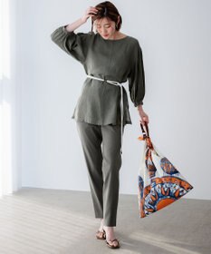 23区 【洗える】LIBECO ベルト付き ブラウス